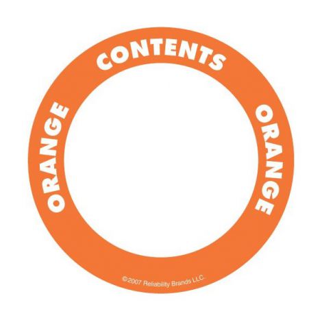 OilSafe - Contents Label - 2" Circle - Water Resistant - orange