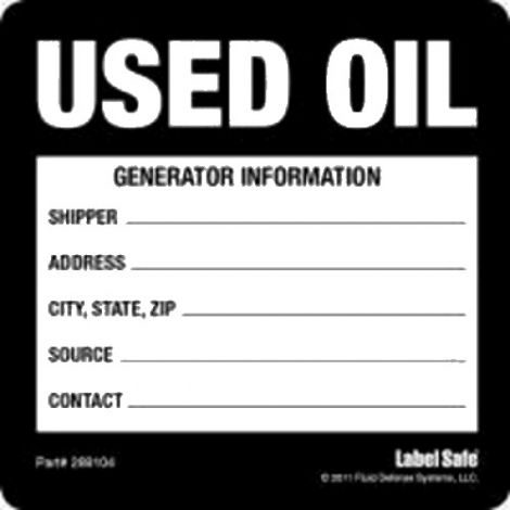 Label - Used Oil - Generic - Adhesive 