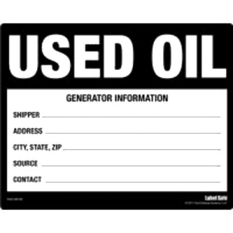 OilSafe Label - Used Oil - Generic - Adhesive - detailed