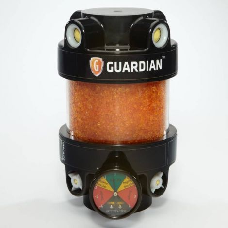 Air Sentry Guardian G5S1BGC 1" BSP Desiccant Breather with Isolation Check Valve and Gauge. The Guardian™ is a revolutionary design, incorporating 4 check valves in the top cap and 4 in the base, open at 0.1 PSI. 
