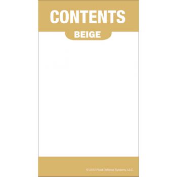 Content Label - Adhesive  - 2" x 3.5" - OilSafe - beige