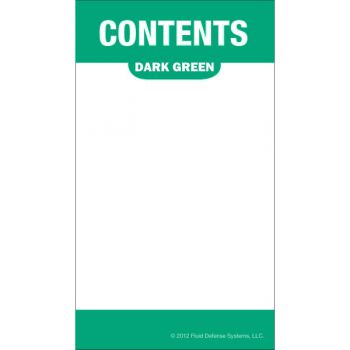 Content Label - Adhesive  - 2" x 3.5" - OilSafe - dark green